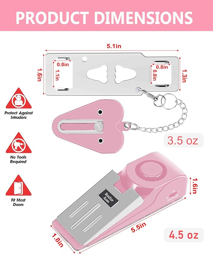 MBBEST Hotel Door Lock & Door Stop Alarm, Dual Protection Security Devices - Image 3