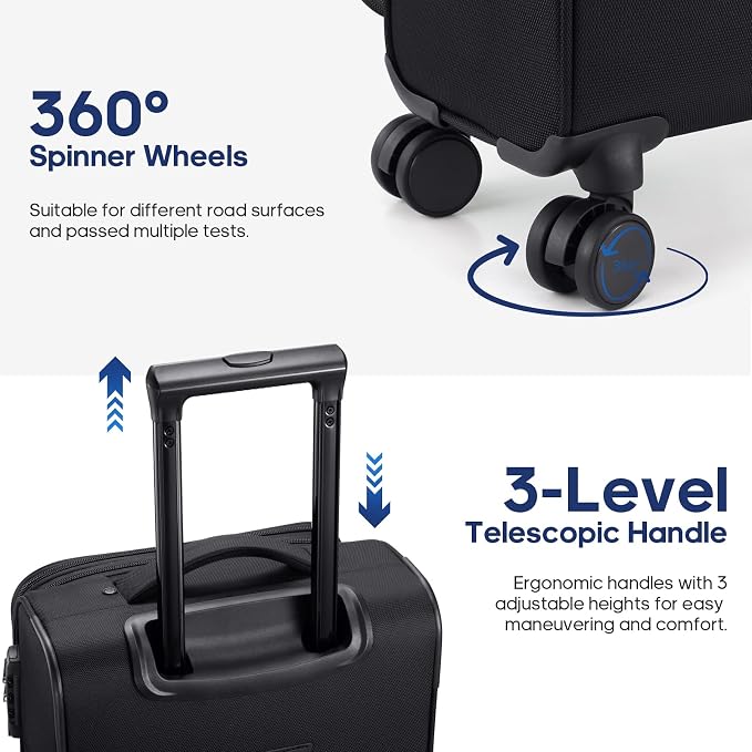 UKEIN Softside Expandable Carry On Luggage 22x14x9 Airline Approved, 20 Inch - Image 6