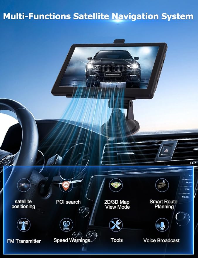 GPS Navigator for Car with 7" Touch Screen & Voice Steering Guidance/Speed/Red - Image 2