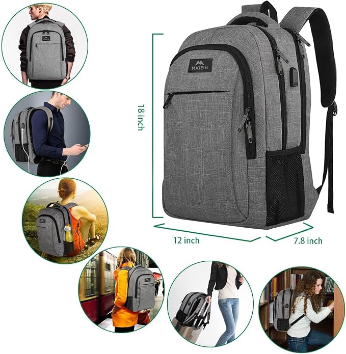 MATEIN Travel Laptop Backpack, Business Anti Theft Slim Sturdy Laptops Backpack - Image 4