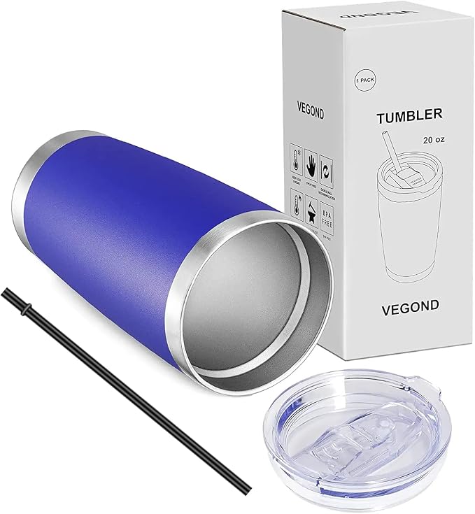 VEGOND 20oz Tumbler with Lid and Straw Stainless Steel Tumbler Cup Bulk Vacuum - Image 7