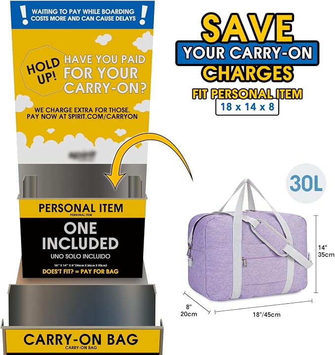 For Spirit Airlines Personal Item Bag 18x14x8 Foldable Travel Duffel Bag Tote - Image 2