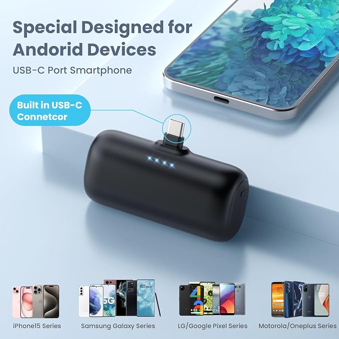 Mini Portable Charger 5200mAh Power Bank, 3A PD USB C Cell Phone Portable Power - Image 2