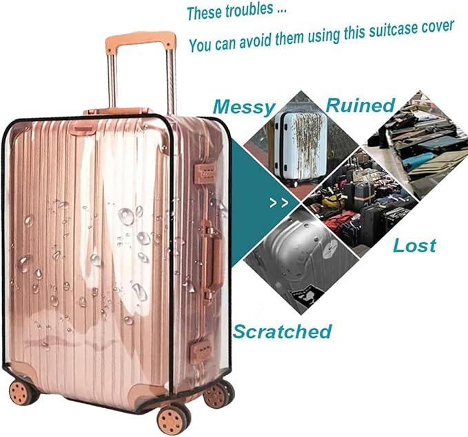 Suitcase Cover for 28" Luggage TSA Approved Clear PVC Thickened Protective - Image 2