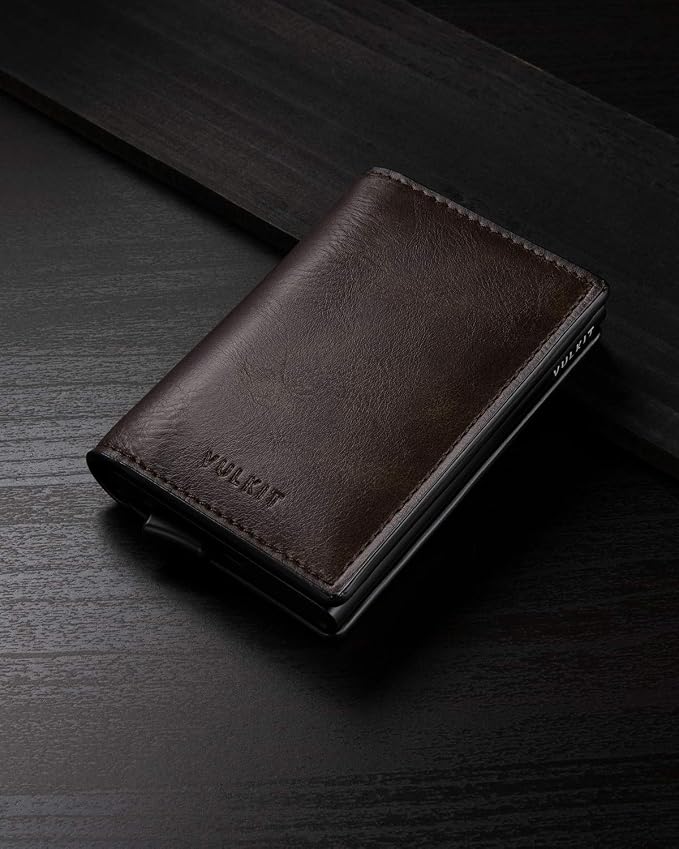 VULKIT Card Holder Pop Up Slim Wallet Leather RFID Blocking Card Case Up to 8 - Image 5