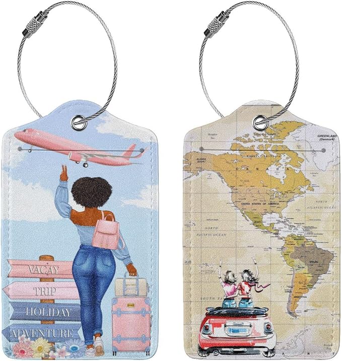 2 Pack Travel Luggage Tags for Suitcases Women Men Kids, Bag Tags for Leather - Image 2