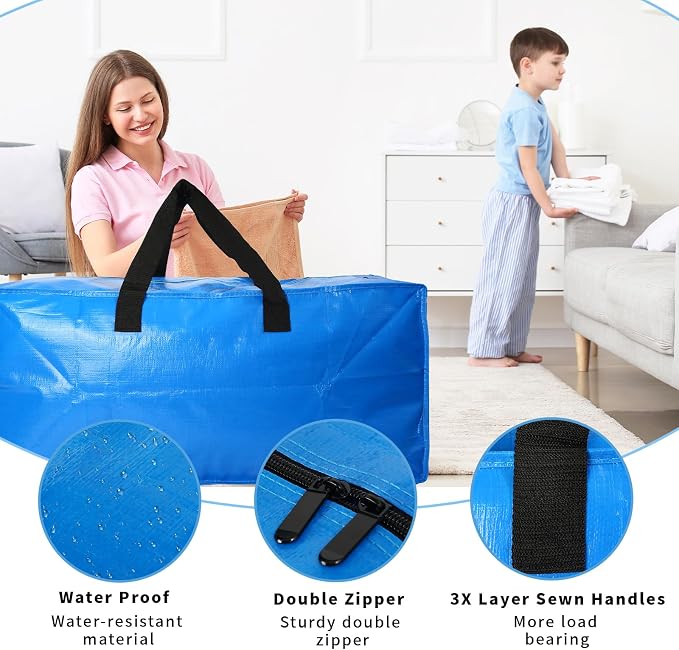 6 Pack Heavy Duty Extra Large Moving Bags Storage Tote - Image 2