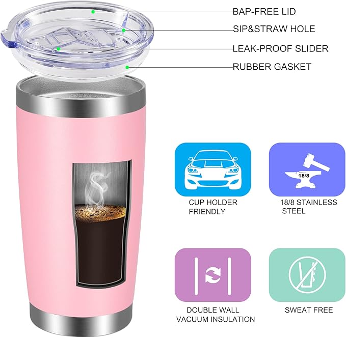 VEGOND 20oz Tumbler with Lid and Straw Stainless Steel Tumbler Cup Vacuum - Image 2