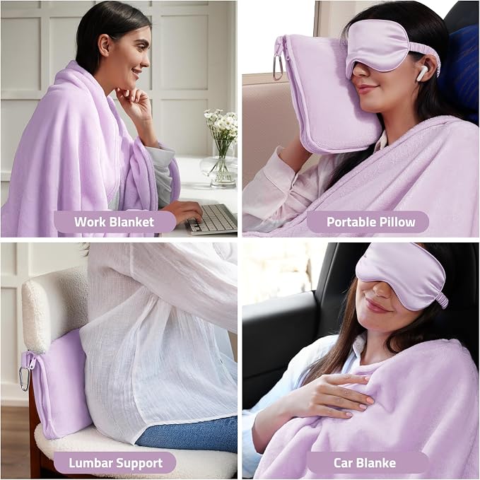 Travel Blanket, 3-in-1 Ultra-Soft, Warm & Lightweight Travel Blanket Airplane - Image 6