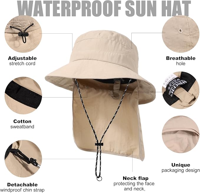 Water-Resistant Sun UPF 50+ Bucket Hat Protection Packable Brimmed Boonie - Image 5