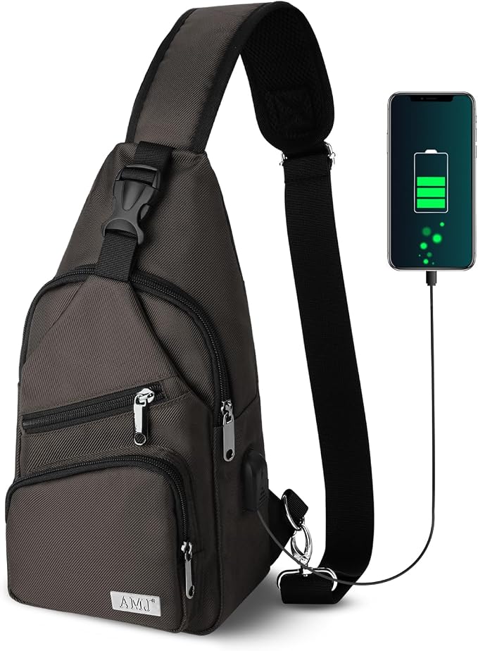 AMJ Crossbody Sling Bag Men Women, Casual Shoulder Backpack, Chest Daypack by AMJ