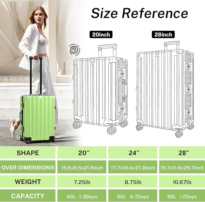 Krute Carry On Luggage 20 inch Aluminum Frame Suitcase - Image 8