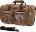 Wildroad Waxed Canvas Duffle Bag - 60L Waterproof Genuine Leather Weekender by WILDROAD