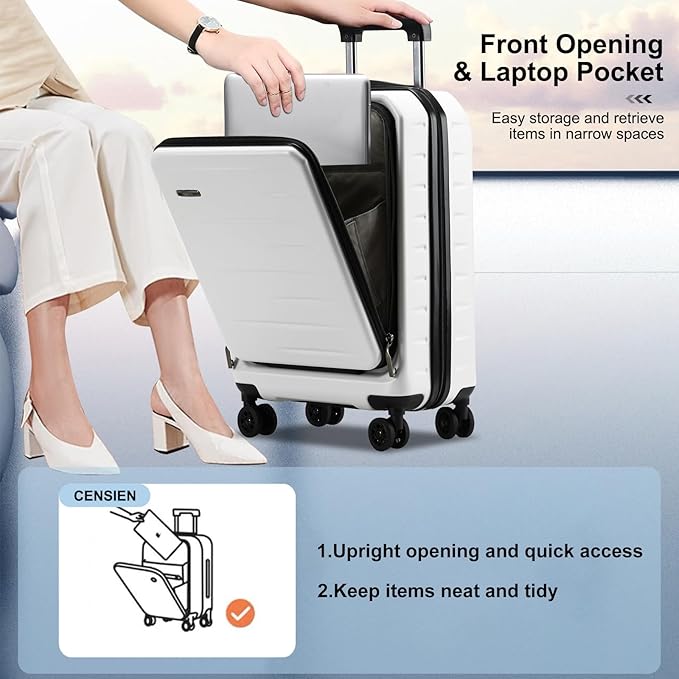 Carry On Luggage 22×14×9 Airline Approved, 20 Inch Lightweight ABS+PC Hard - Image 2