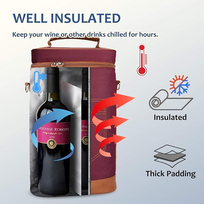 Tirrinia 2 Bottle Wine Gift Tote Carrier - Image 2