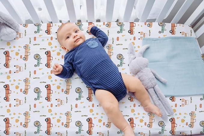 TotAha Crib Sheets for Boys, Premium Stretchy Farm Crib Sheet Fitted, Buttery - Image 8