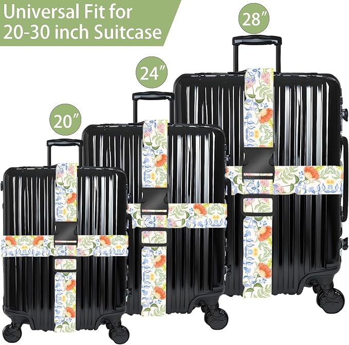Roses Flowers Luggage Straps for Suitcases, Adjustable Luggage Travel Belts to - Image 3