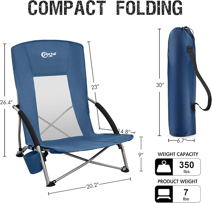 PORTAL Beach Chairs for Adults Camping Low Lightweight Portable Chair - Image 3