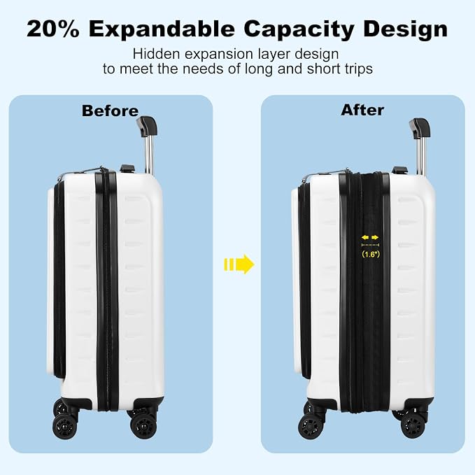 Expandable Carry On Luggage Airline Approved, 20 Inch Lightweight ABS+PC Hard - Image 2