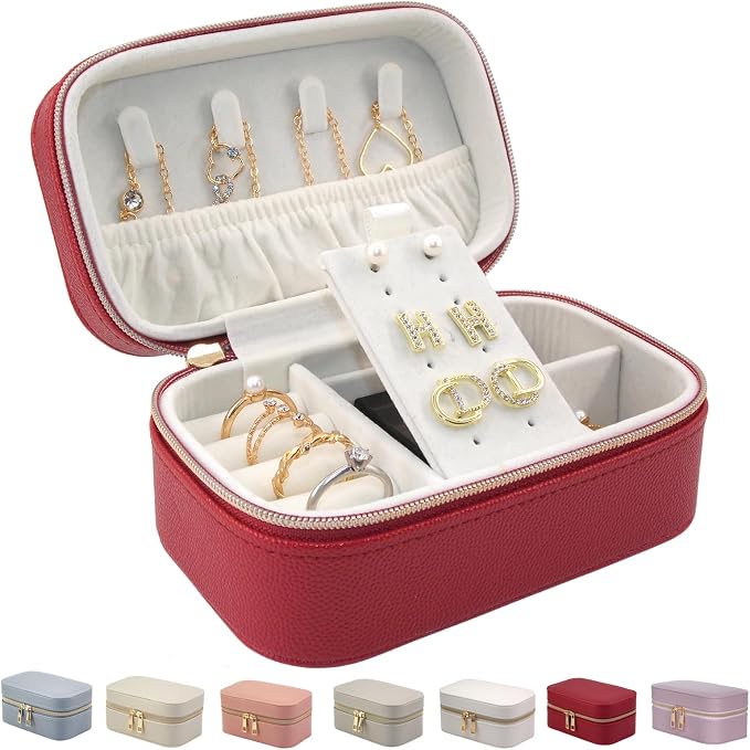 Small Jewelry Travel Case For Womens Small Rectangle PU Leather Jewelry Box by Betvivsmalltraveljewelrycase