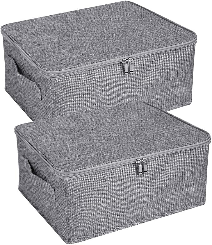 ANMINY 2PCS Storage Bins with Zipper Lids 13 Qt Lidded Fabric Storage Boxes by ANMINY
