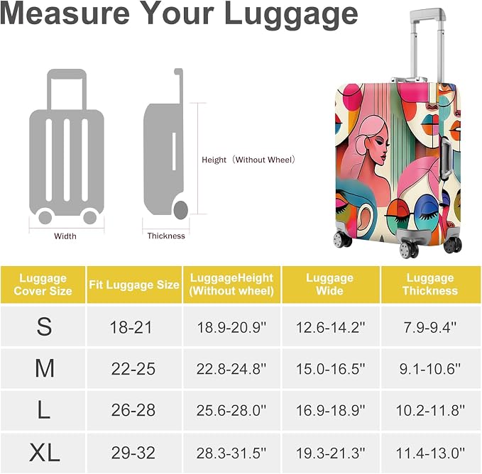 ANNA QUEEN Modern Art Fashion Luggage Cover, Stylish Abstract Woman Suitcase - Image 4