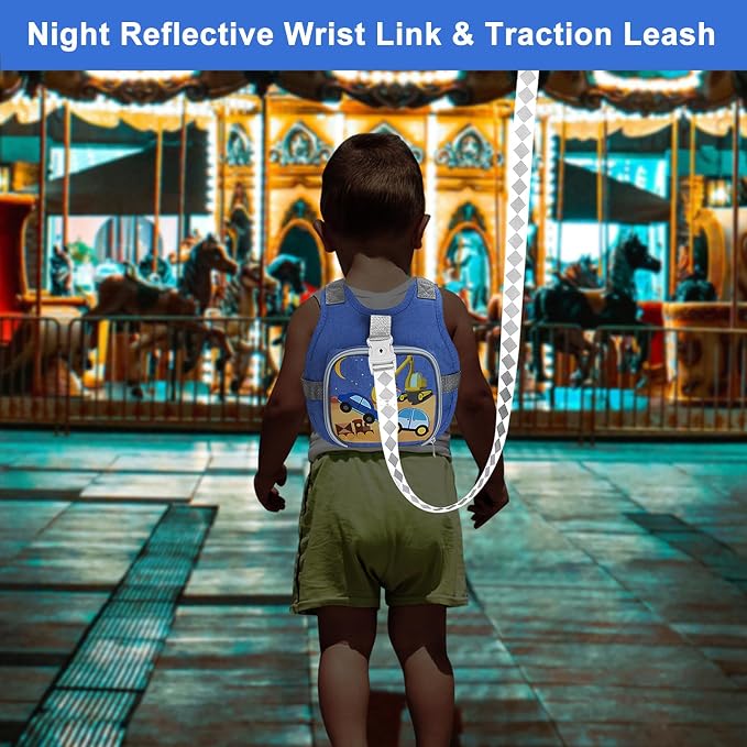 Accmor Toddler Harness Leash + Reflective Anti Lost Wrist Link, Cute Car Kids - Image 9