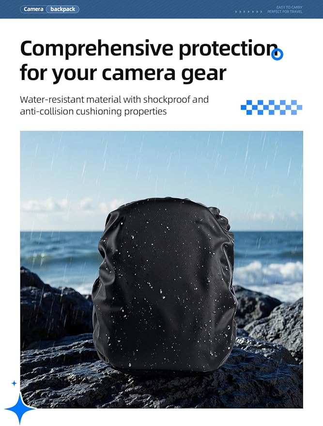 llano Camera Backpack for DSLR/SLR/Mirrorless – Water-Resistant Photography Bag - Image 6
