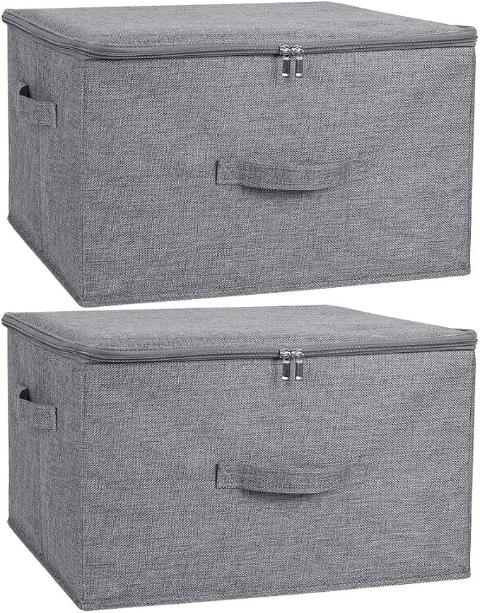 ANMINY 2PCS Storage Bins with Zipper Lids 36 Qt Lidded Fabric Storage Boxes by ANMINY