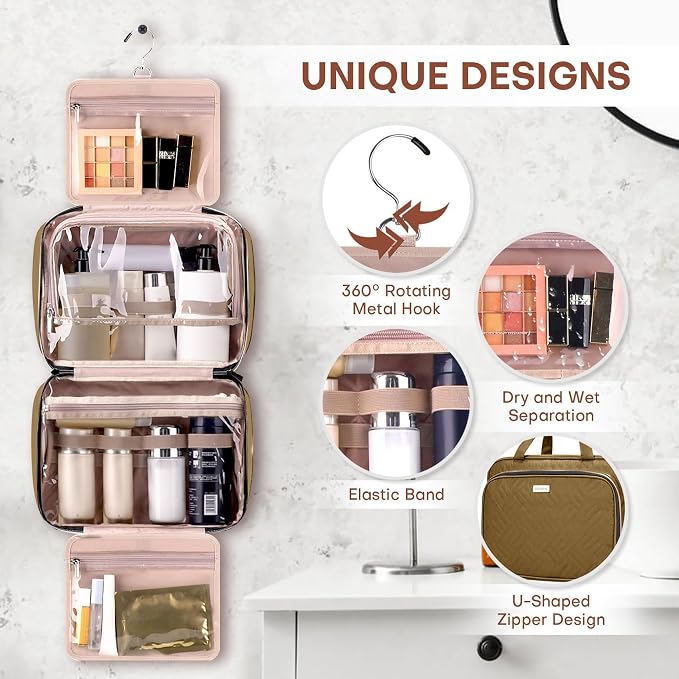 Toiletry Bag for Women with Jewelry Organizer Compartment, Travel Makeup - Image 5