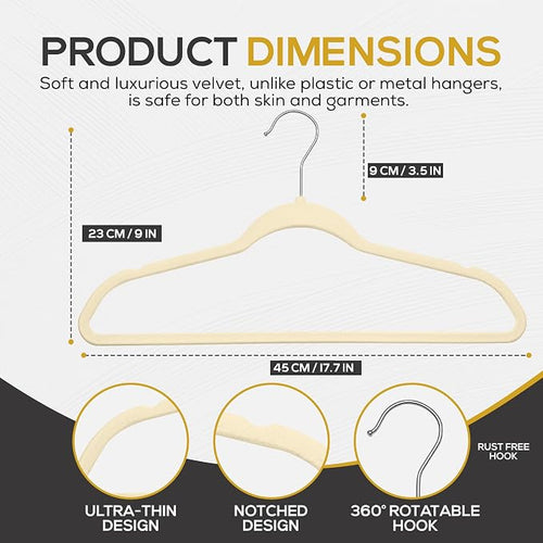 50 Pack New Premium Quality Velvet Hangers Ultra Thin Non Slip Adult Felt Space - Image 2