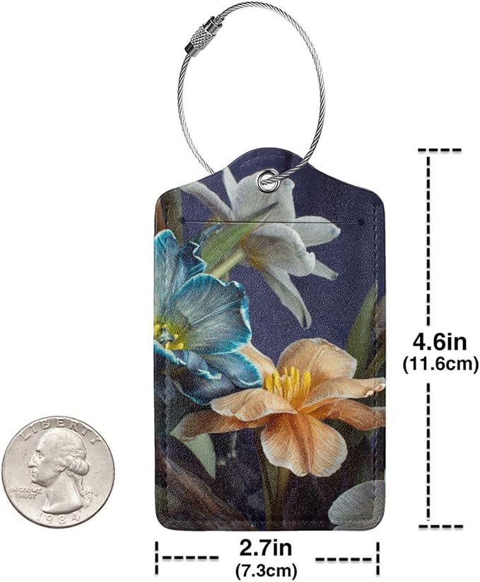 Retro Tulips Luggage Bag Case Tags - Image 4