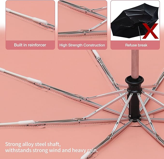 Color Glue Coating Sun Umbrella UV Protection Compact Folding Windproof - Image 4