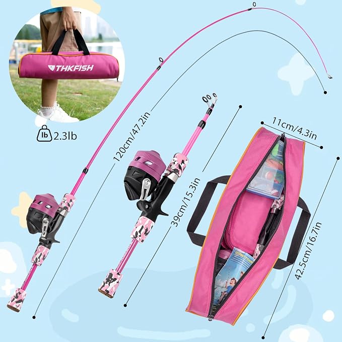 Kids Fishing Pole Set, Telescopic Fishing Rod Reel Combo Kids Starter Kit - Image 2