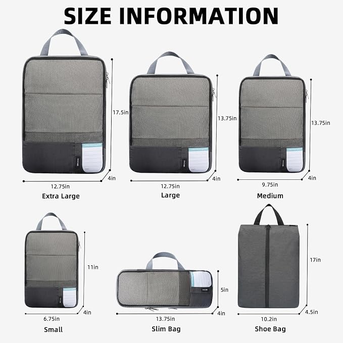 BAGAIL 6 Set/4 Set Lightweight Compression Packing Cubes - Image 2