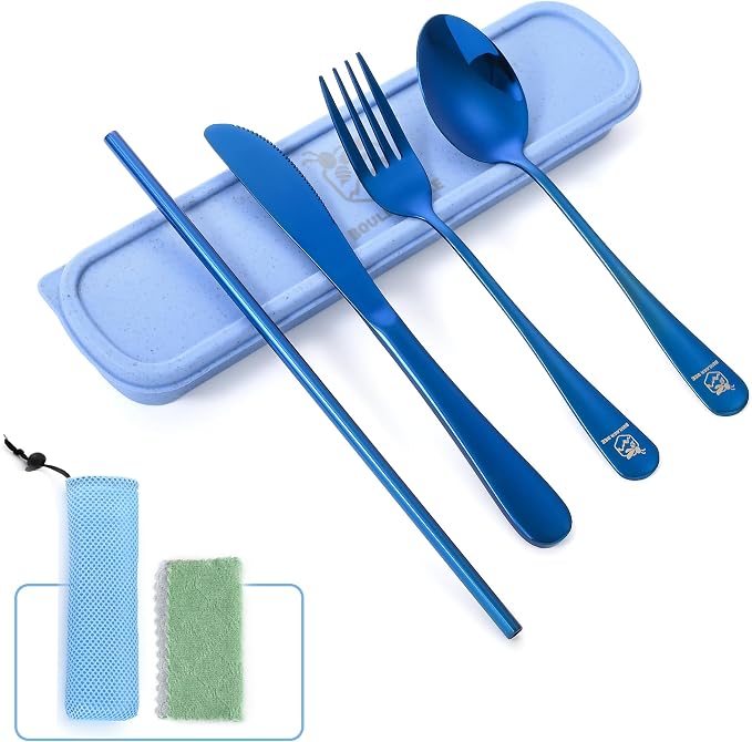 Boulder Bee | Travel Utensils Set | Reusable Camping Cutlery Set | Stainless by BoulderBee
