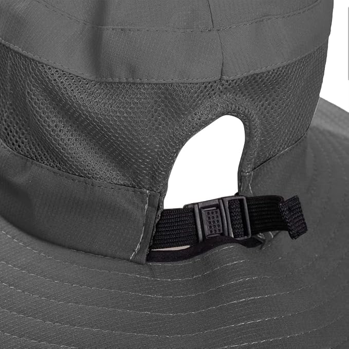 Rosoz Ponytail Sun Bucket Hats for Women UV Protection Foldable Mesh Wide Brim - Image 4