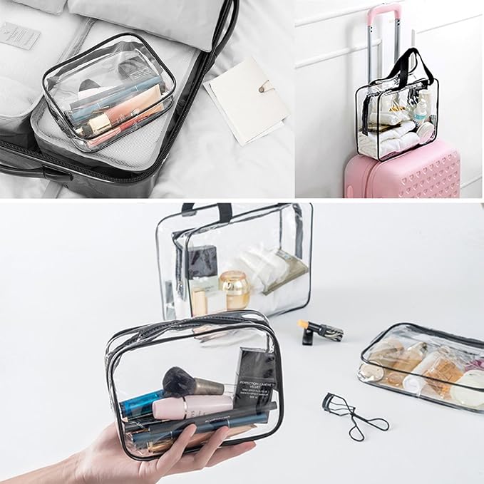 APREUTY Clear Makeup Bags, TSA Approved 6 Pcs Cosmetic Makeup Bags Set Clear PVC - Image 7