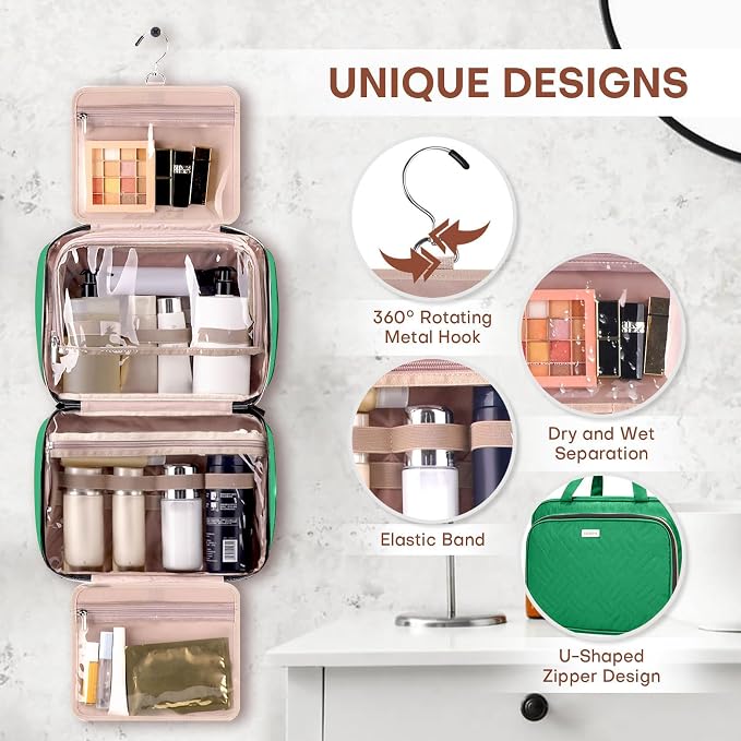 Toiletry Bag for Women with Jewelry Organizer Compartment, Travel Makeup - Image 5