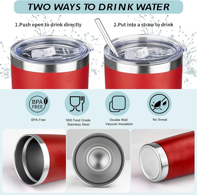 20oz Tumbler with Straw and Brush, Stainless Steel Vacuum Insulated tumbler - Image 3