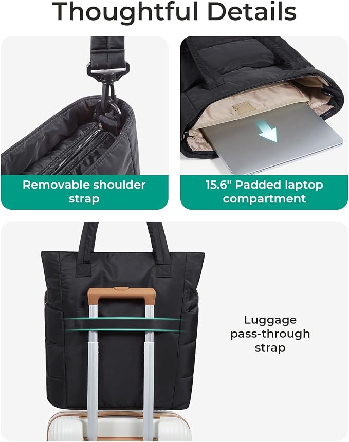 BAGSMART Tote Bag for Women, Lightweight Puffy Tote Bag - Image 5