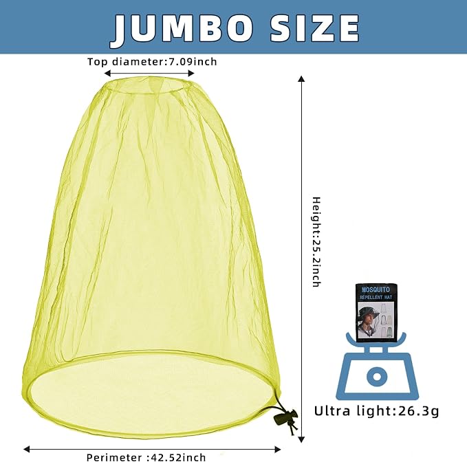 Oversized Mosquito Net 42 x 25 Inches Ultra Large Mosquito Head Net Face Neck - Image 2