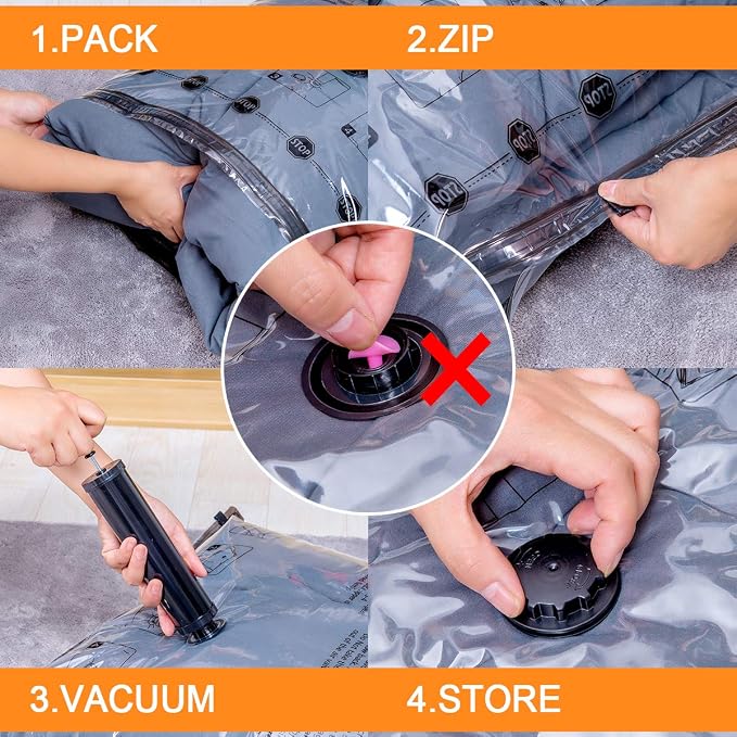 12 Pack Vacuum Storage Bags, Plastic Packaging Bags, Space Saver Sealer - Image 6