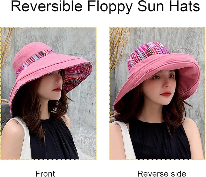 Women Wide Brim Sun Hats Metal Wired Edge Summer UV Protection Beach Fishing Hat - Image 3