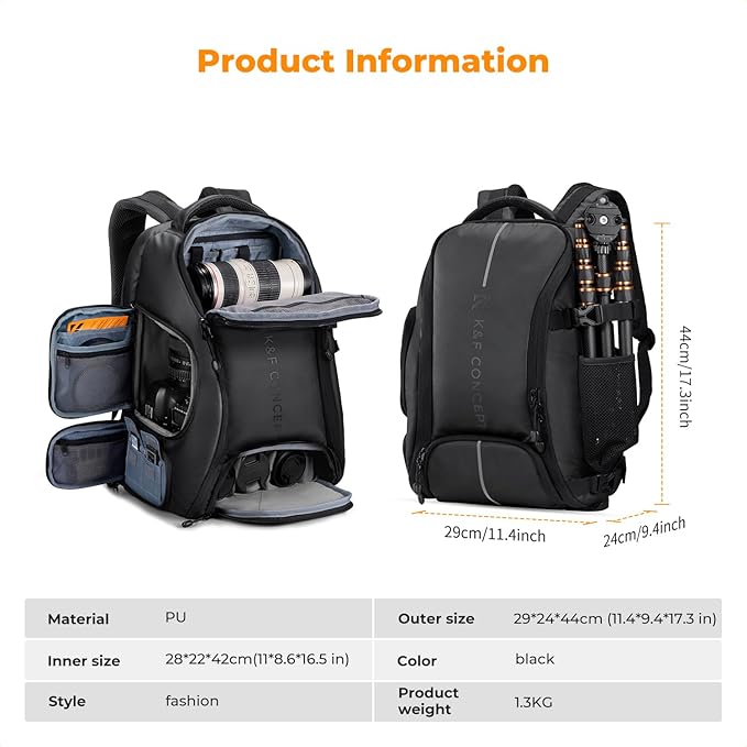 K&F Concept Camera Backpack, 25L Large Capacity Camera Bag - Image 7