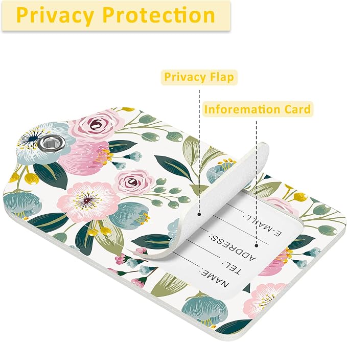 2 Pack Luggage Tag for Suitcase, Lovely Floral PU Leather Suitcase Tags - Image 4