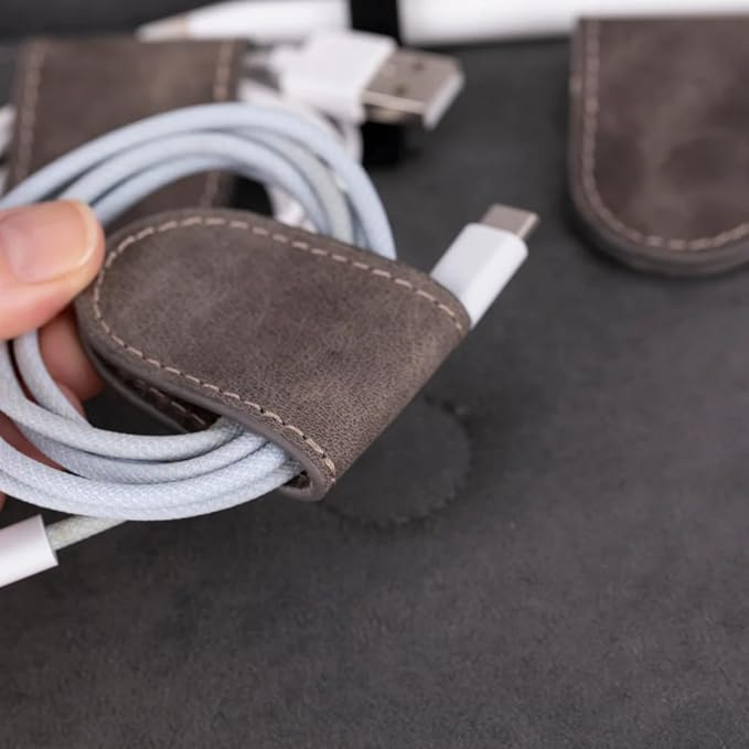 Medicine Handmade Leather Cable Organizer Bag – Full-Grain Leather Travel Tech - Image 9