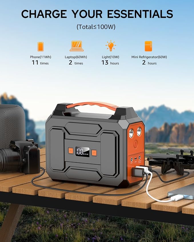 Apowking Portable Power Station Bank 200W Peak, 146Wh Solar Powered Power Bank - Image 4