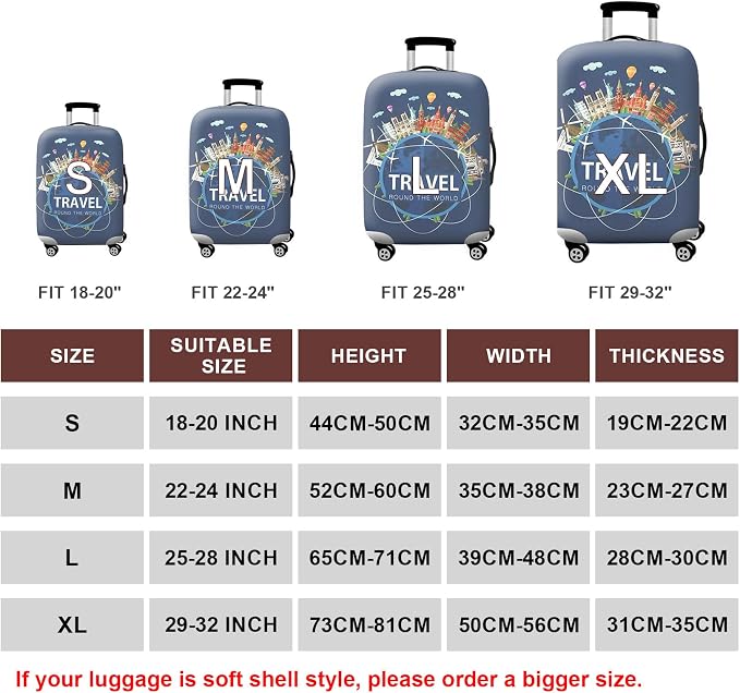 WUJIAONIAO Travel Luggage Cover Baggage Suitcase Cover Protector Skins 18-32 - Image 5