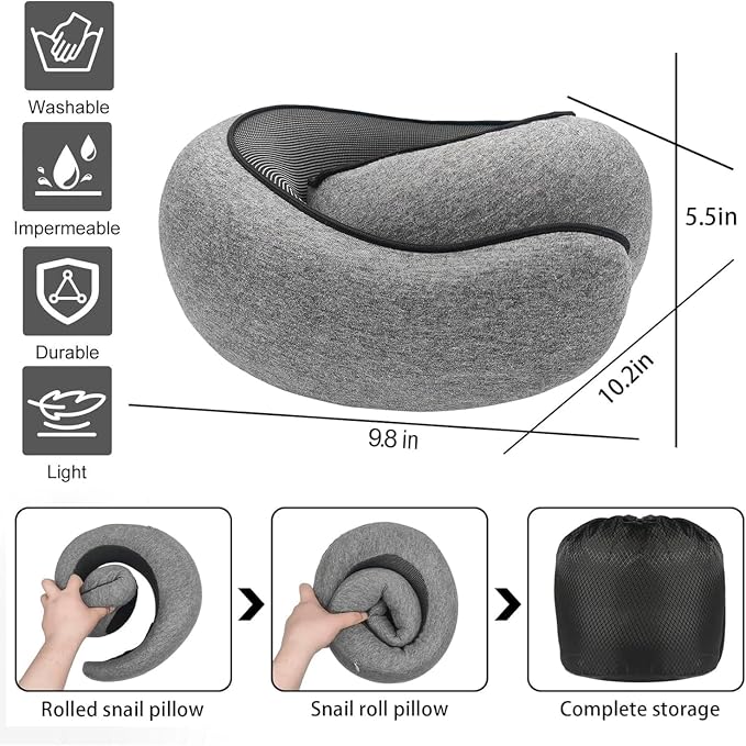 SZXYX Travel Pillows for Airplanes, 100% Pure Memory Foam Neck Pillow for - Image 4